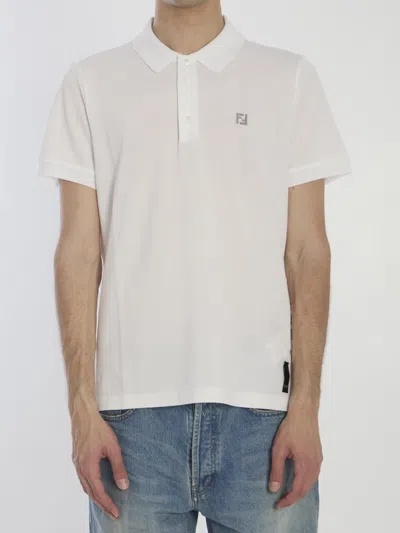 Fendi White Cotton Polo Slim Fit
