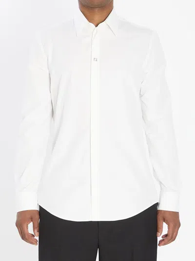 Fendi Regular Fit Cotton Shirt With Long Sleeves In White