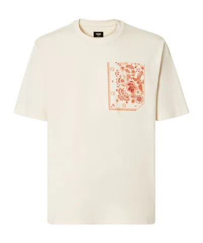 Fendi White Cotton T-shirt In Neutral