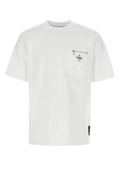 Fendi White Cotton T-shirt In Bianco