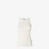 Fendi Ivory Ribbed Top In Silk Blend In White