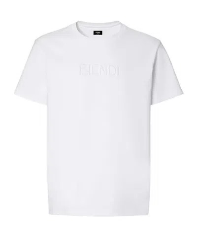 FENDI FENDI LOGO EMBROIDERED CREWNECK T-SHIRT