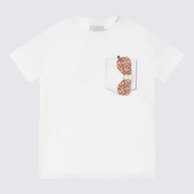 Fendi Kids' White Cotton T-shirt In Neutral