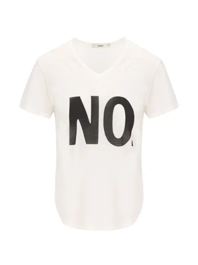 Fendi No Print Cotton T-shirt In White