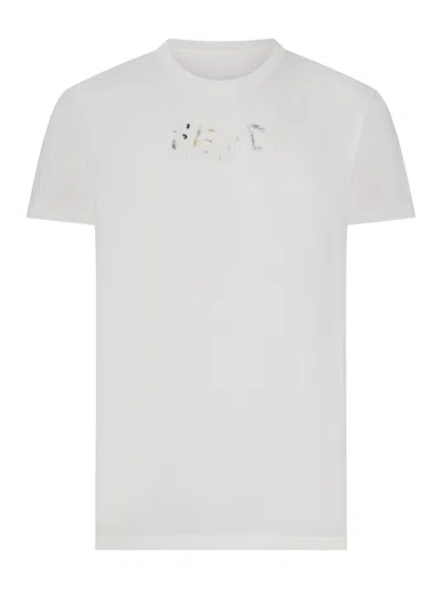 Fendi White Cotton T-shirt With Front Logo
