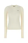 Fendi Slim Fit Ribbed Sweater Knitwear White In White