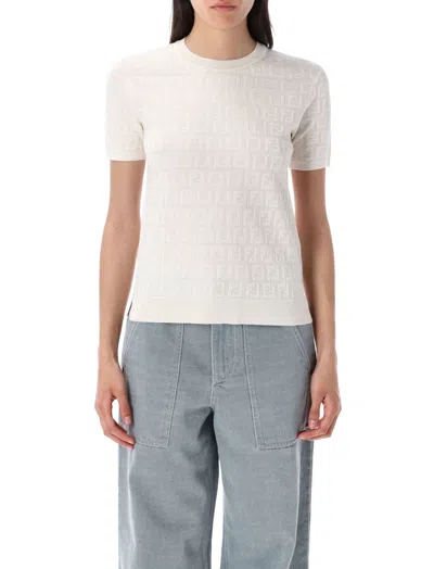 Fendi White Crewneck Logo Sweater