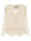 Fendi Wool Vest With Back Strap And Flounces In White