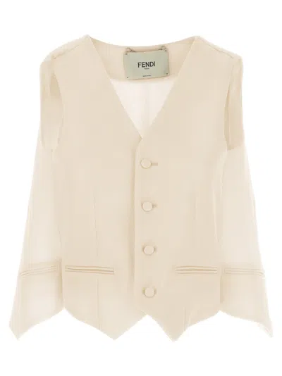 Fendi White Cut Out Deconstructed Vest