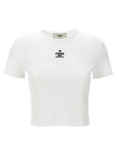 Fendi White Logo Cotton T-shirt