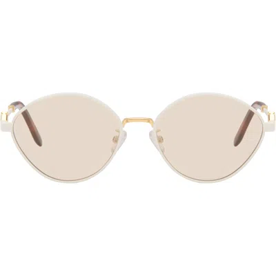 Fendi White Ff Diamonds Sunglasses In Metallic
