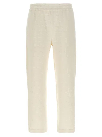 FENDI WHITE FF MONOGRAM JOGGERS