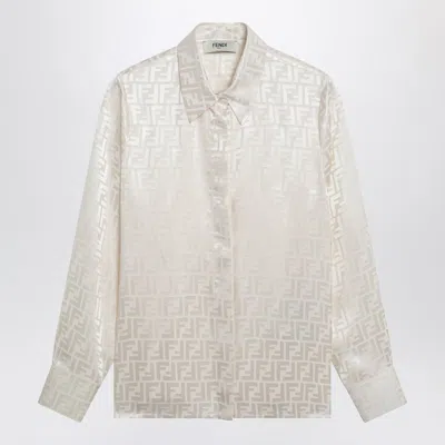 FENDI FENDI WHITE FF SILK SHIRT WOMEN