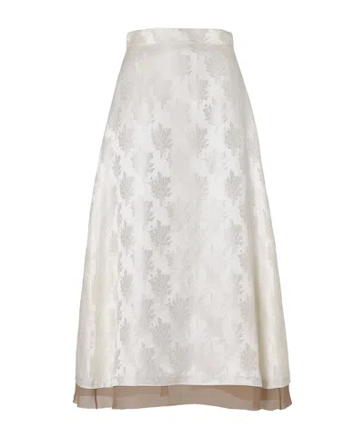 Fendi White Ff Silk Skirt