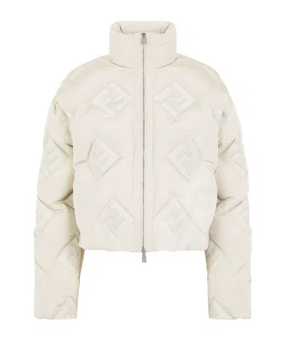 Fendi White Ff Tech Fabric Down Jacket