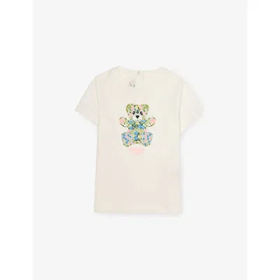 Fendi Babies' White Floral Bear-print Cotton-jersey T-shirt 18-