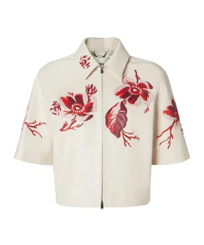 Fendi White Inlaid Leather Jacket