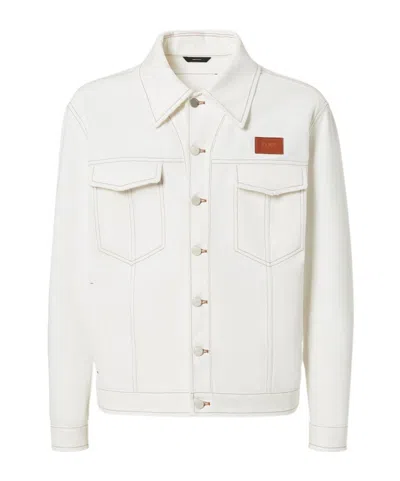 FENDI FENDI LOGO PATCH OVERSIZED JEANS JACKET