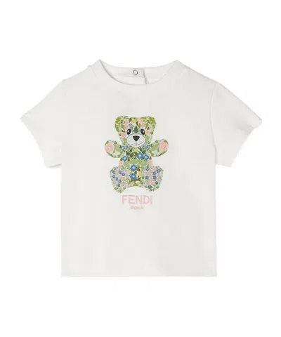 Fendi White Jersey Baby T-shirt With Multicolor Print