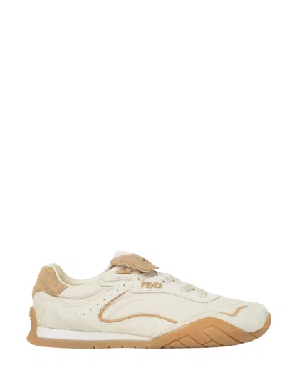 Fendi White Lace Up Sneakers In Multi