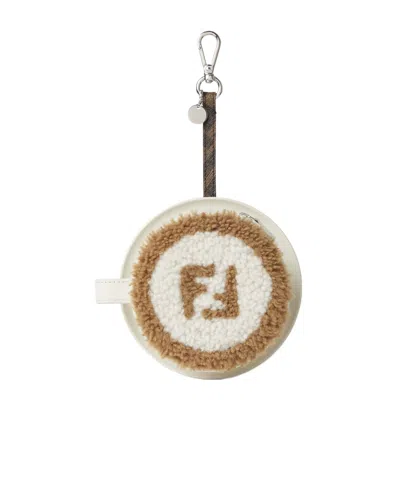 Fendi White Leather And Multicolored Shearling Charm