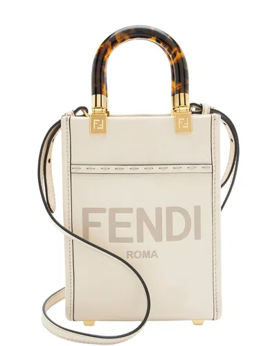 Pre-owned Fendi White Leather & Plexiglass Sunshine Mini Shopper Tote (authentic Pre-  Loved)