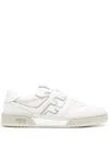 FENDI WHITE LOW LACE-UP TRAINERS FOR MEN IN GENUINE LEATHER WITH GREY DETAILS FOR SS24 COLLECTION