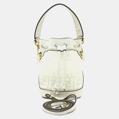 Pre-owned Fendi White Leather Montrejo Mini Bucket Bag