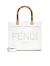 Fendi White Leather Shopper In White