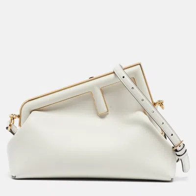Pre-owned Fendi White Leather Small First Shoulder Bag