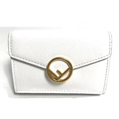 Pre-owned Fendi White Leather Wallet (tri-fold) ()