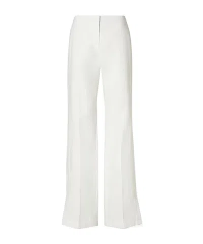 Fendi White Linen And Cotton Trousers In Transparent