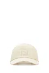 Fendi Cappello Da Baseball In Misto Lino Bianco Uomo In White