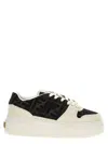 Fendi Canvas And White Suede Platform Low-tops In Black
