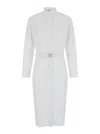 Fendi White Long Chemisier Dress In Cotton Woman In Multicolor