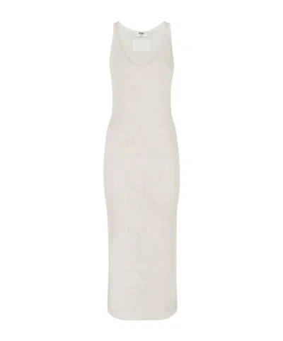 Fendi White Mesh Silk Dress