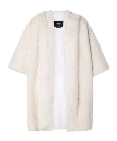 Fendi White Mink Travel Poncho In Neutral