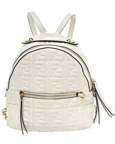 Fendi White Nappa Leather Ff 1974 Embossed Mini Backpack (authentic Pre-loved)