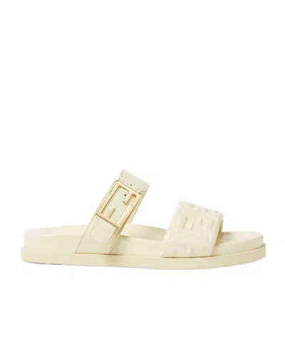 Fendi White Nappa Leather Slides
