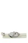 Fendi Women White Leather O Lock Vertical Watch In White