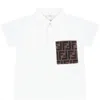 FENDI WHITE POLO SHIRT FOR BABY BOY WITH FF