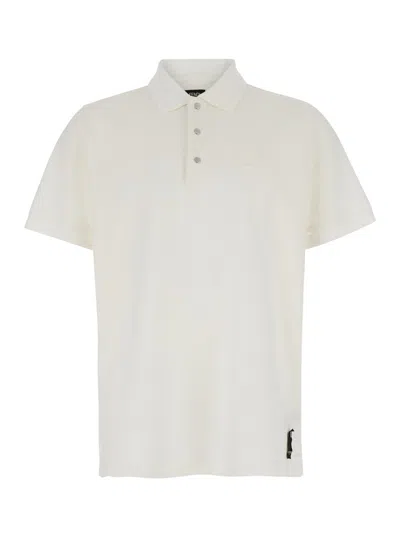 Fendi White Polo Shirt With Logo Detail On The Front In Cotton Stretch Man In Multicolor
