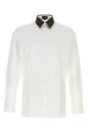 Fendi Men White Shrit With Classic Collar With Ff Motif And Curved Hem In Cotton Man In White