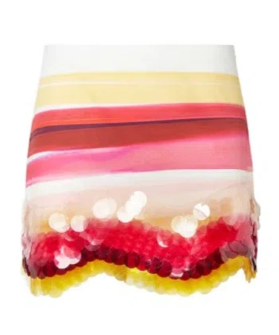 Fendi White Poplin Skirt With Sequins In Pink