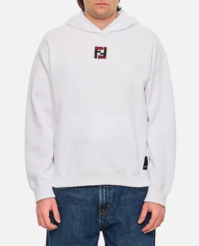 Fendi White Printed Logo Hoodie