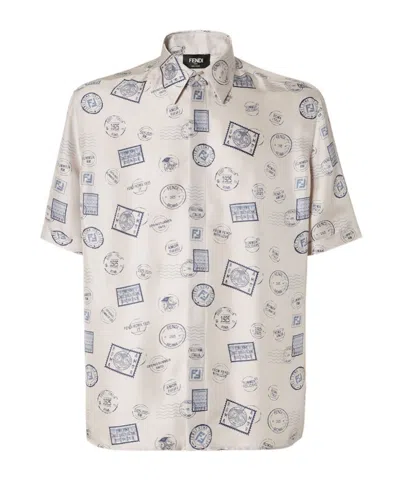 Fendi White Printed Silk Shirt