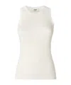 Fendi Ivory Ribbed Top In Silk Blend In White