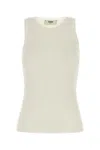 Fendi Top In Misto Seta Avorio Donna