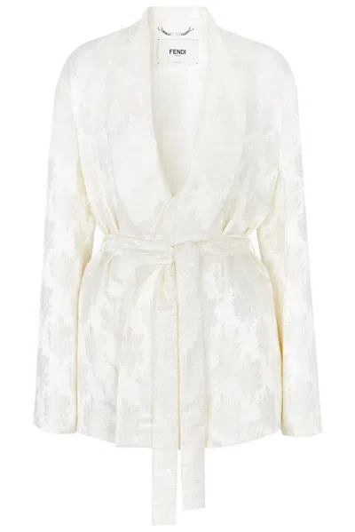 Fendi White Silk Blazer
