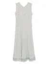 Fendi Grid Print Silk Sleeveless Mini Dress Clothing In White